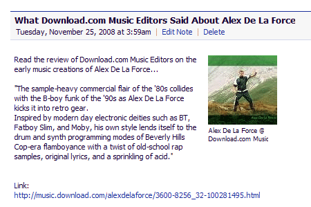 What Download.com Music Editors Said About Alex De La Force?